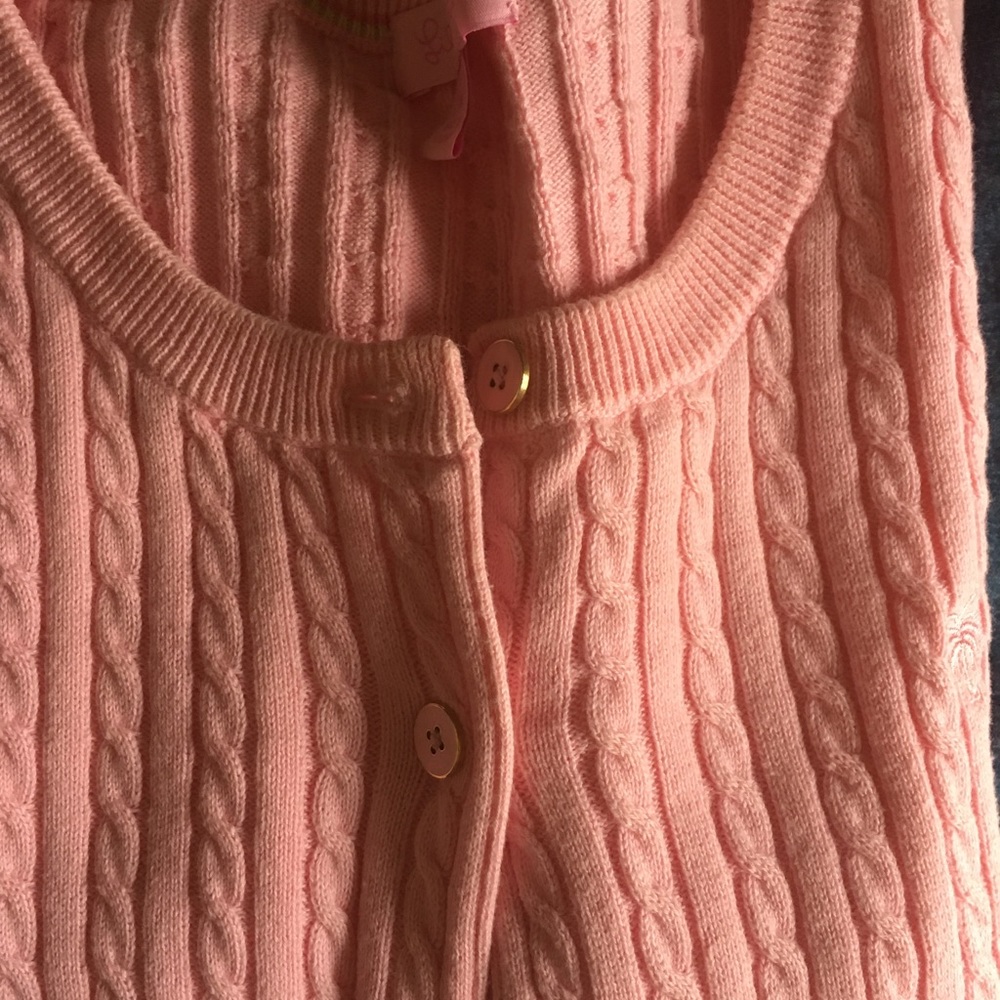 Lily Pulitzer’s pink cable knit cardigan